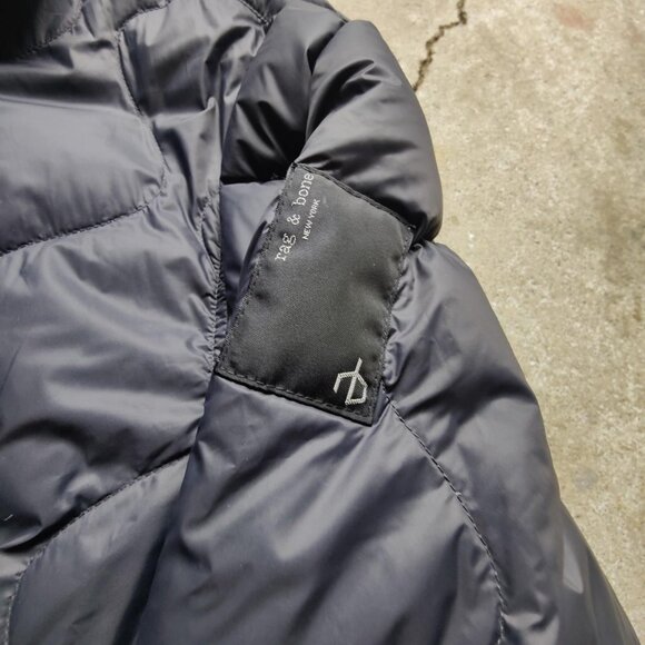 Designer 'Rag & Bone' dark grey/black down quilted hunting jacket men's XL - Picture 2 of 8